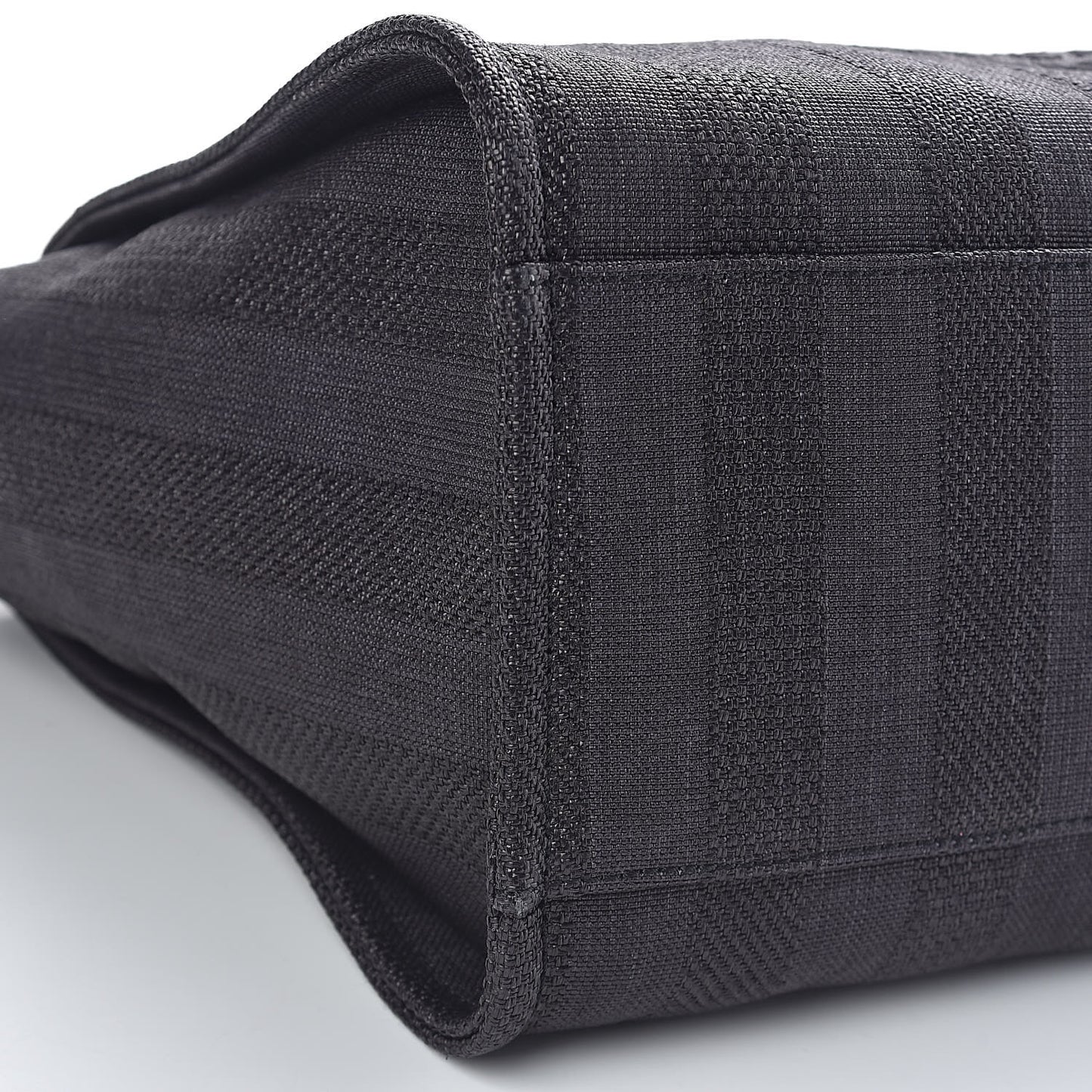 Straw Raffia Calfskin Striped Large Deauville Tote Black
