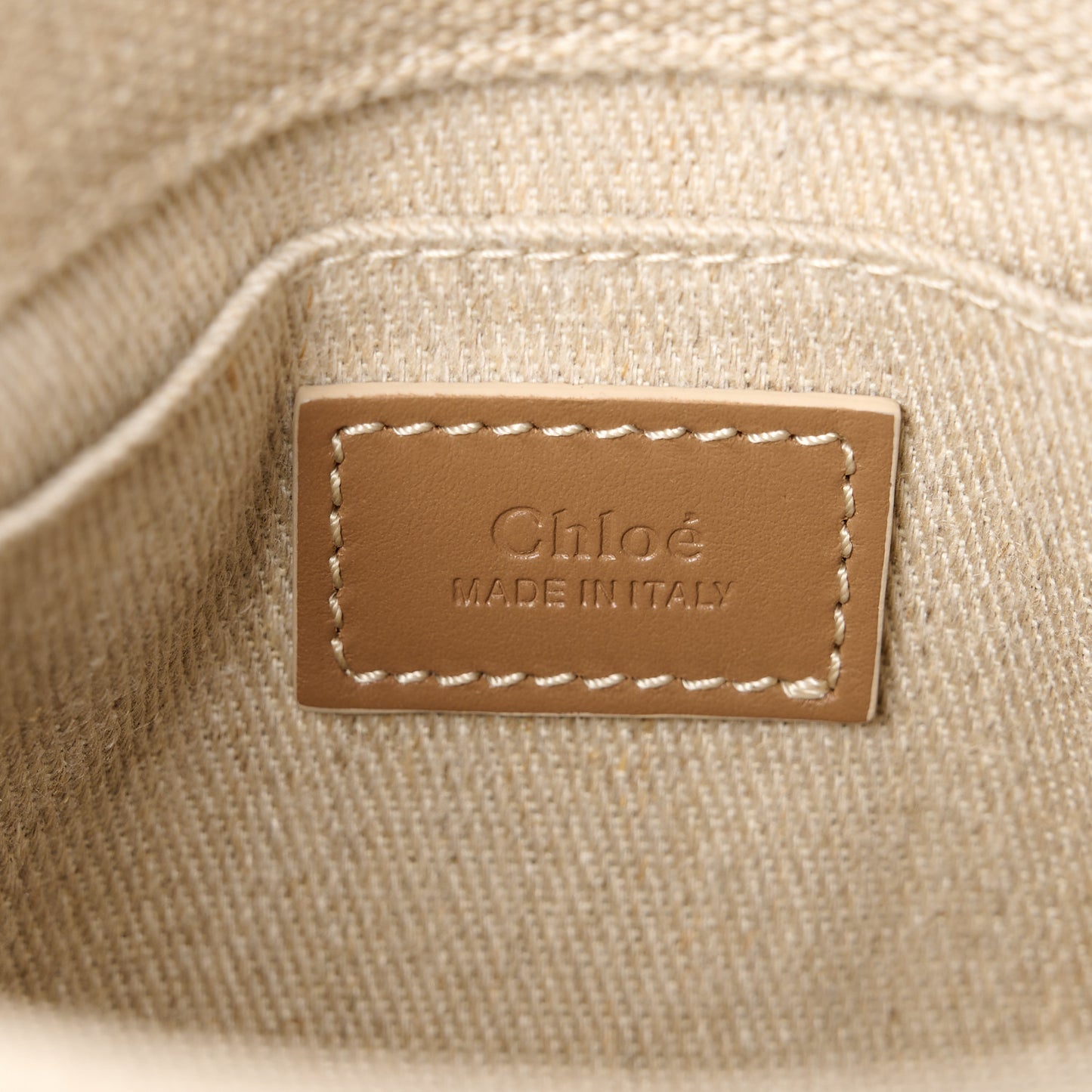 Linen Calfskin Mini Woody Ribbon Tote With Strap Blushy Beige