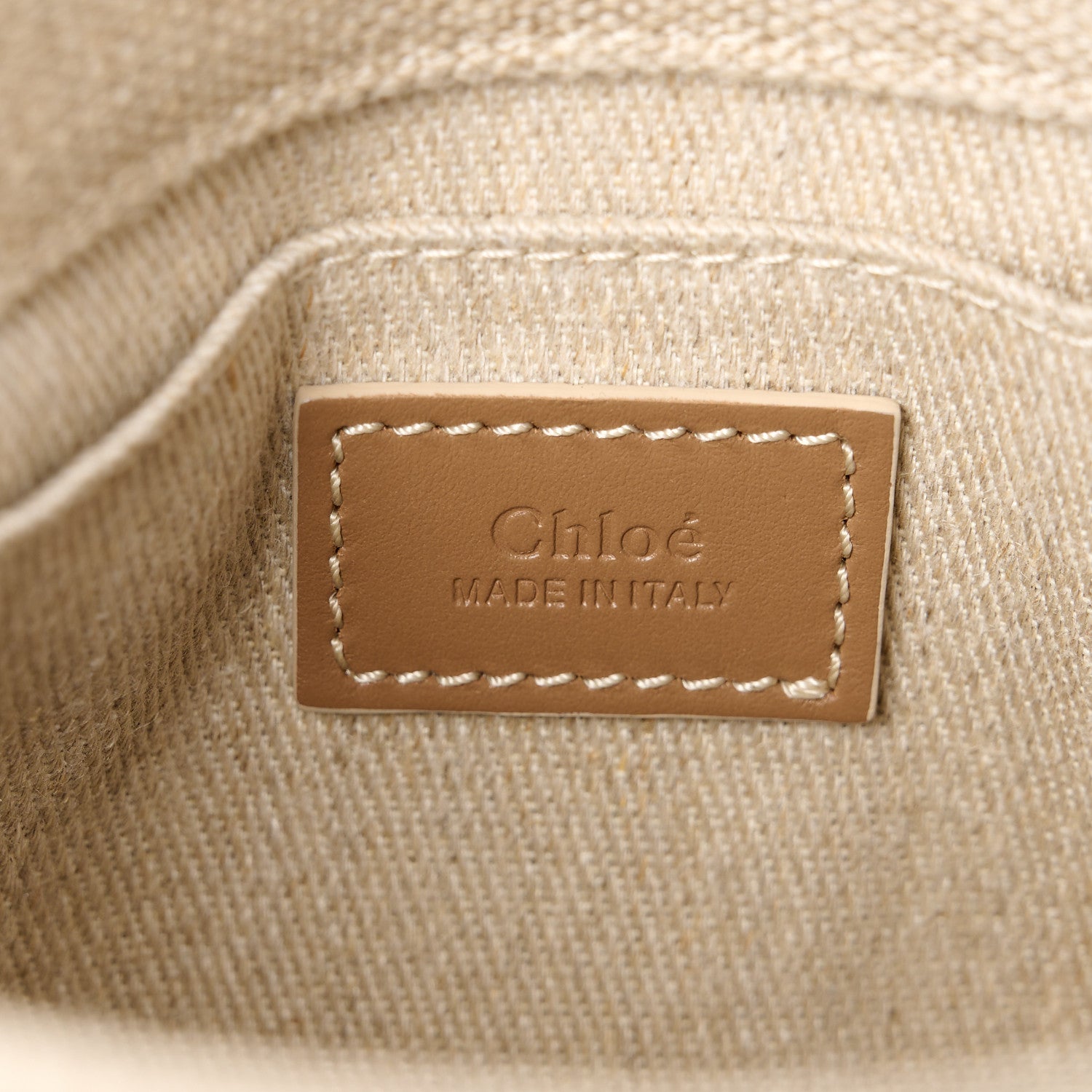 Chloe Linen Calfskin Mini Woody Ribbon Tote With Strap Blushy Beige 6 of 11