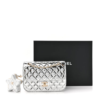Chanel Mirror Calfskin Metallic Calfskin Medium Hollywood Boulevard Flap With Star Coin Purse Silvery 11 of 11
