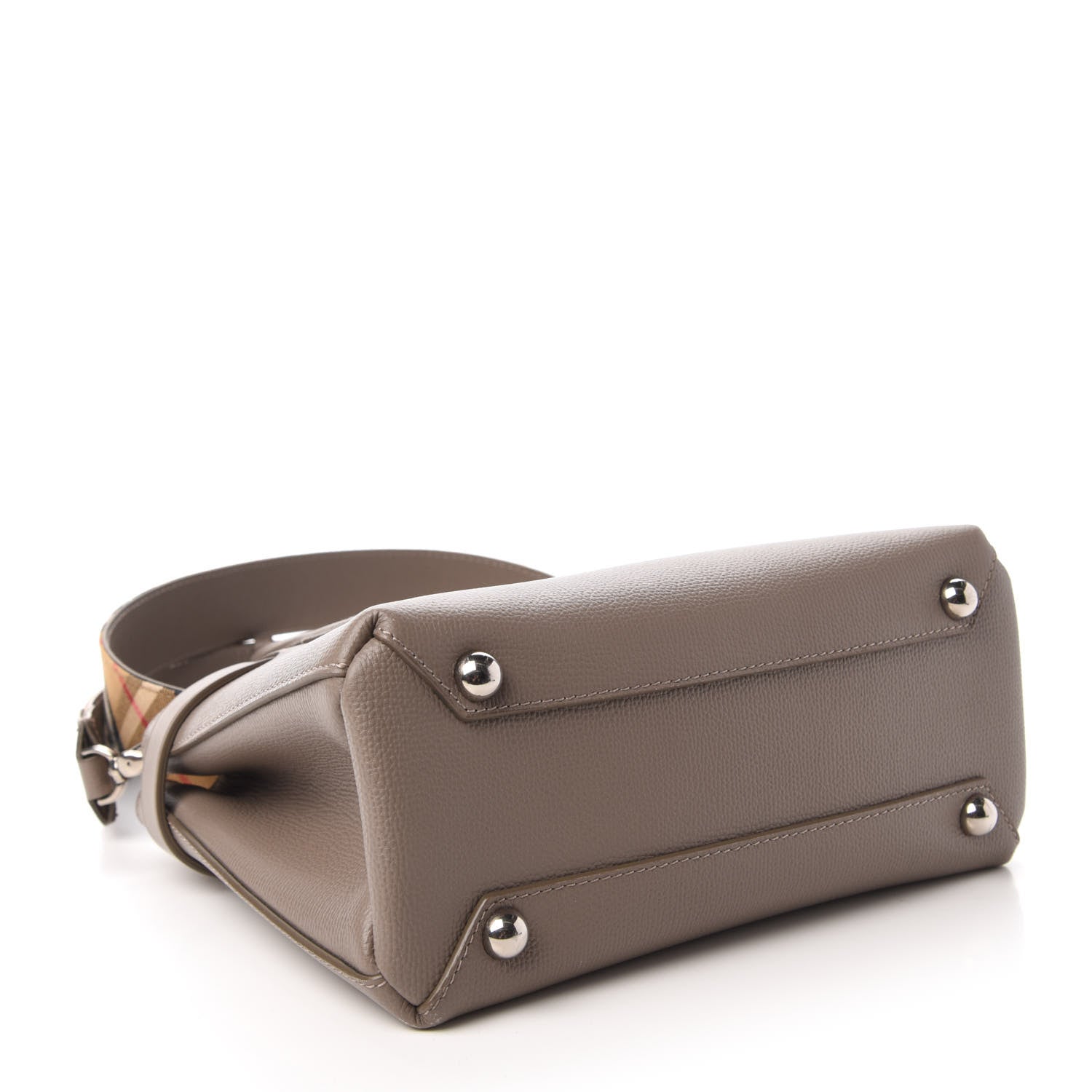Burberry Derby Calfskin House Check Small Banner Tote Pale Taupe 4 of 9