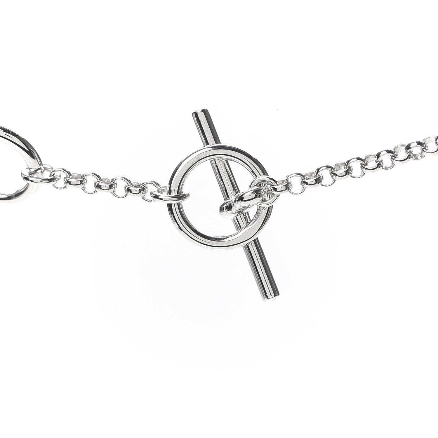 Hermes 18K White Gold Diamond Gambade Clou de Selle Pendant Necklace 4 of 6
