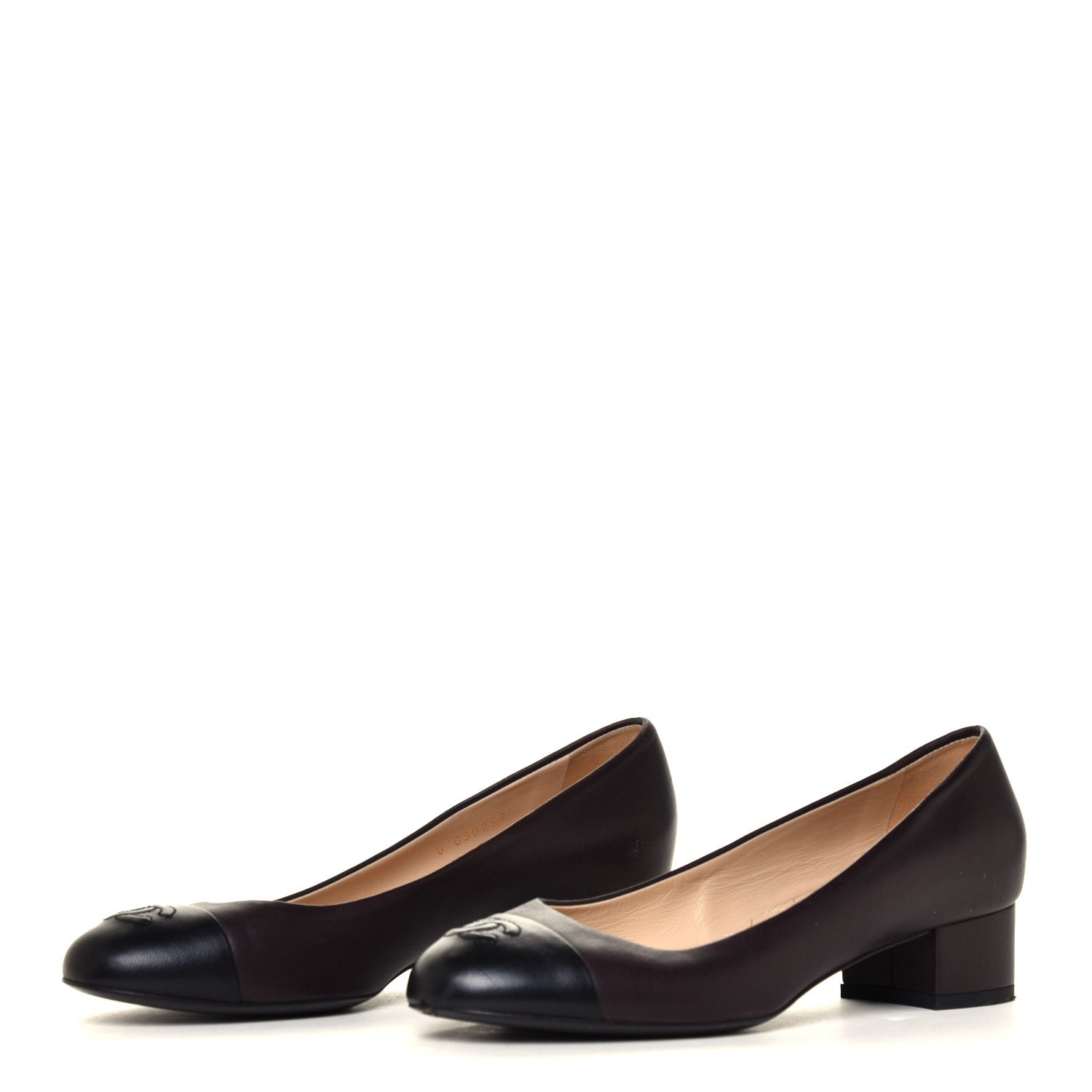 Chanel Lambskin CC Cap Toe Pumps 38 Dark Brown Black 6 of 14