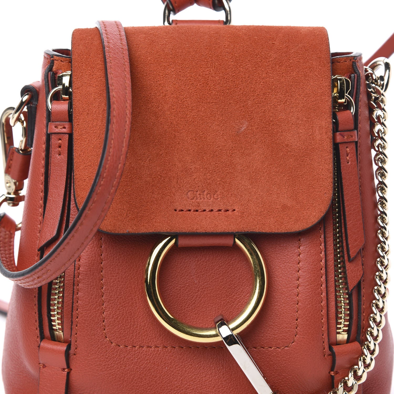 Chloe Suede Calfskin Mini Faye Backpack Earthy Red 9 of 9