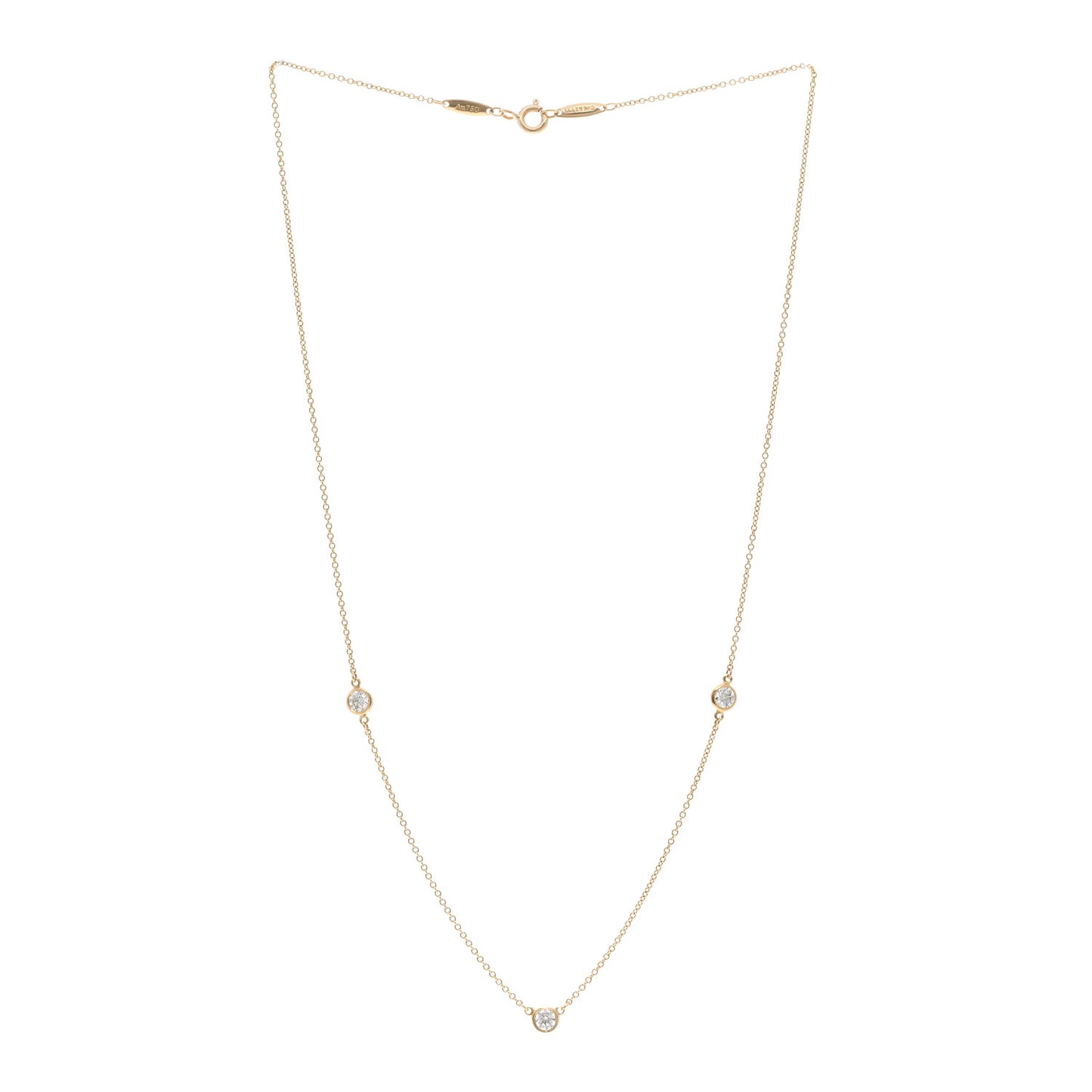 18K Yellow Gold Elsa Peretti Diamonds by the Yard 3 Station Necklace