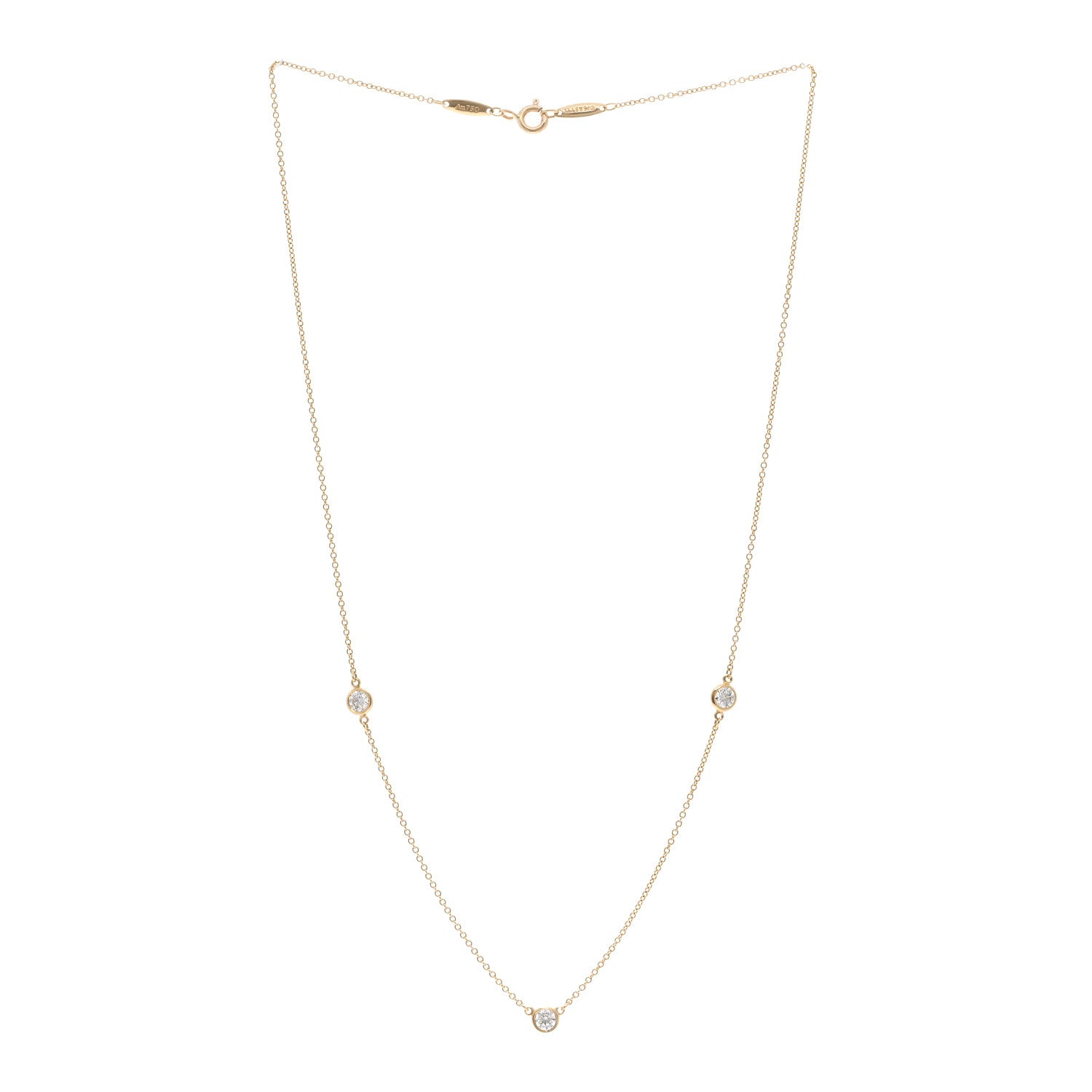 Tiffany 18K Yellow Gold Elsa Peretti Diamonds by the Yard 3 Station Necklace 3 of 4