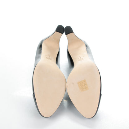 Chanel Crumpled Calfskin Patent Cap Toe CC Pumps 40 Black 5 of 7