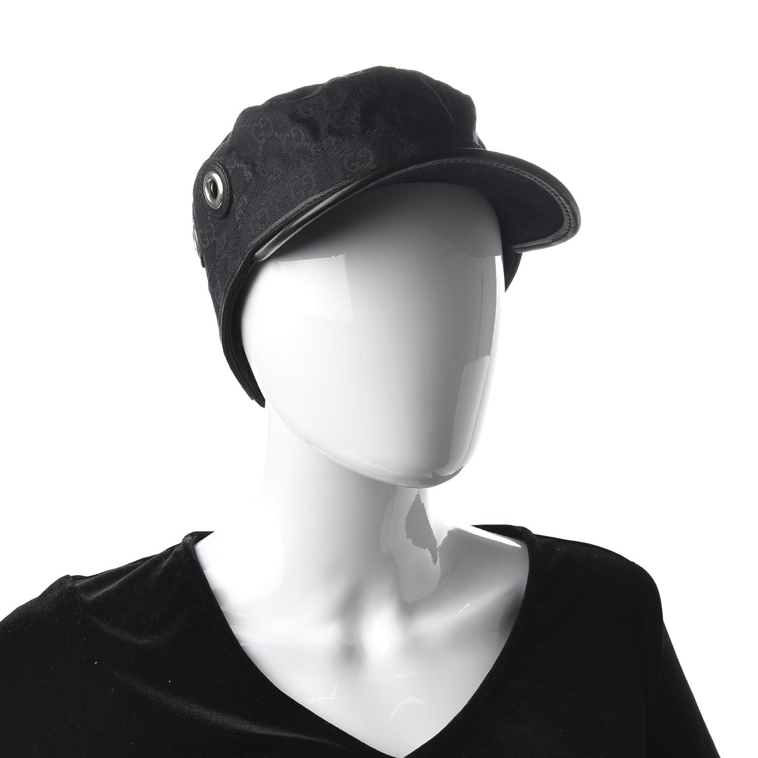 Gucci Monogram Canvas Military Hat XXL Black 2 of 7