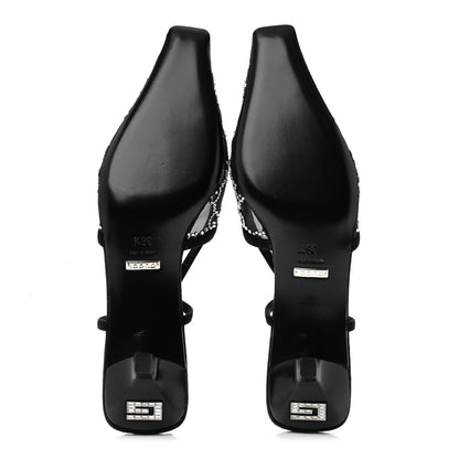Gucci Tela Retino Kid Scamosciato Crystal GG Monogram Square G 35mm Slingback Pumps 36.5 Black 6 of 8