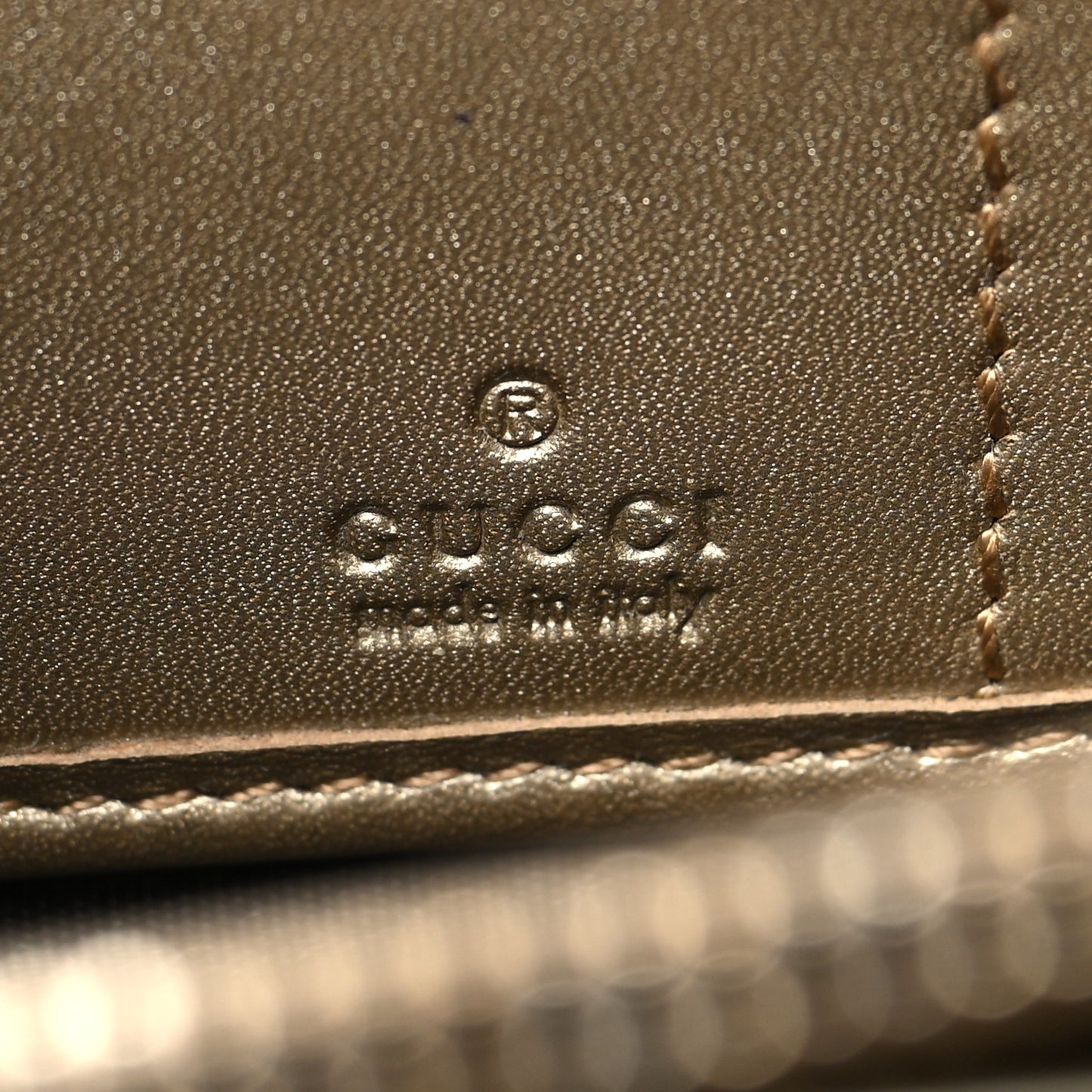 Metallic Guccissima Microguccissima Bree Zip Around Wallet Golden Beige