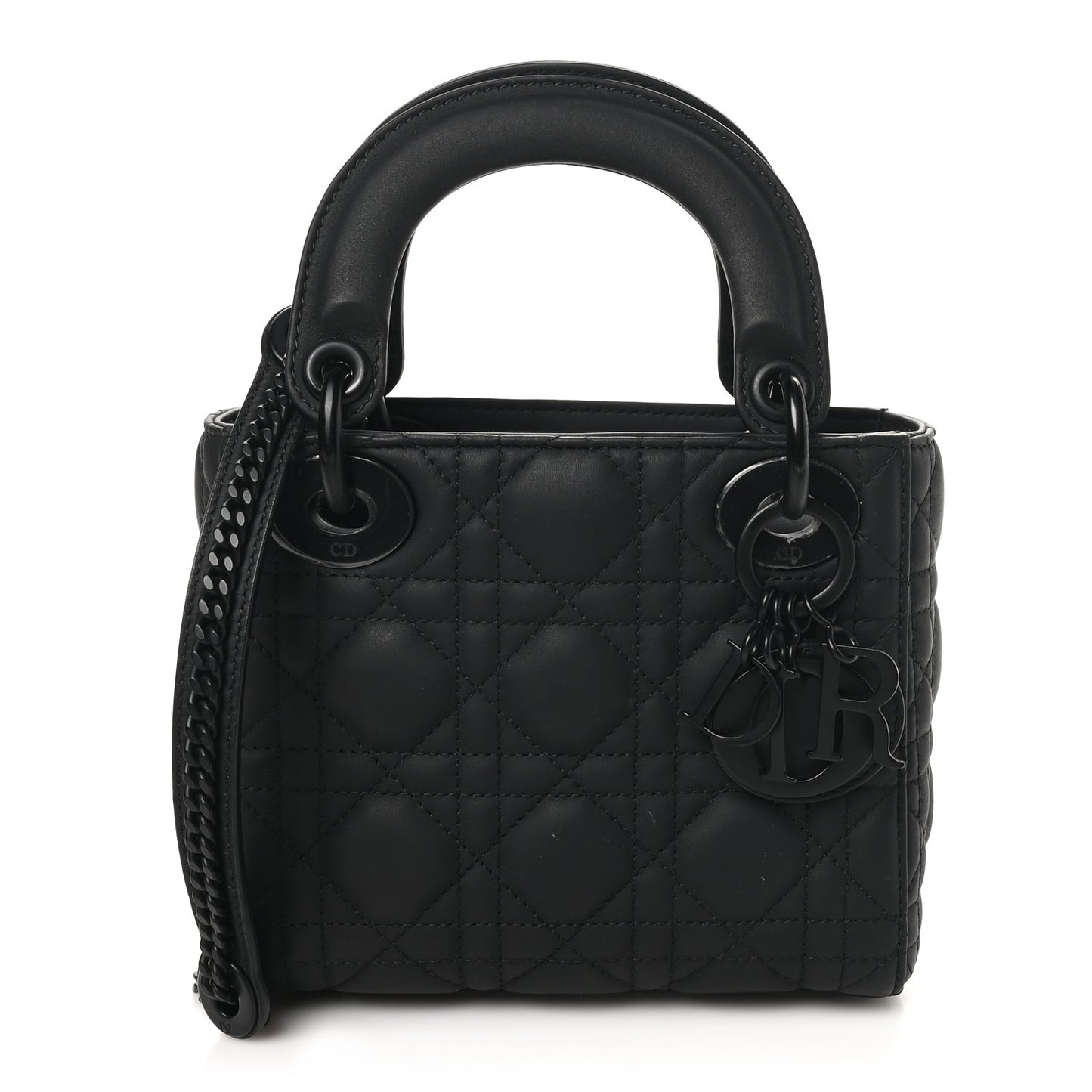Ultra Matte Calfskin Cannage Mini Lady Dior Black