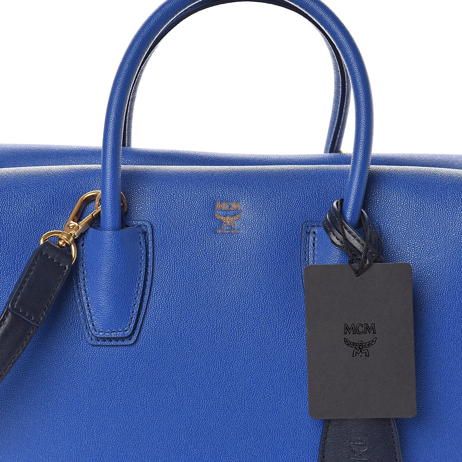 MCM Grained Calfskin Medium Milla Tote Bllue 7 of 9