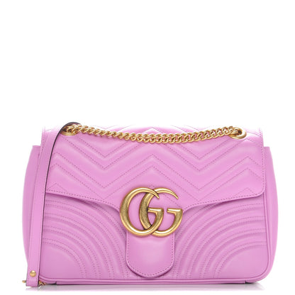 Gucci Calfskin Matelasse Medium GG Marmont Shoulder Bag Candy Mousse 1 of 9