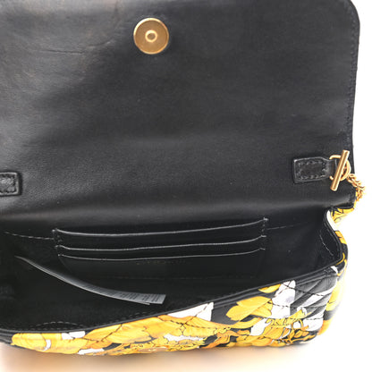 Versace Nappa Baroque Print Quilted Trapuntata Tribute Wallet Chain Crossbody Gold Black 5 of 10