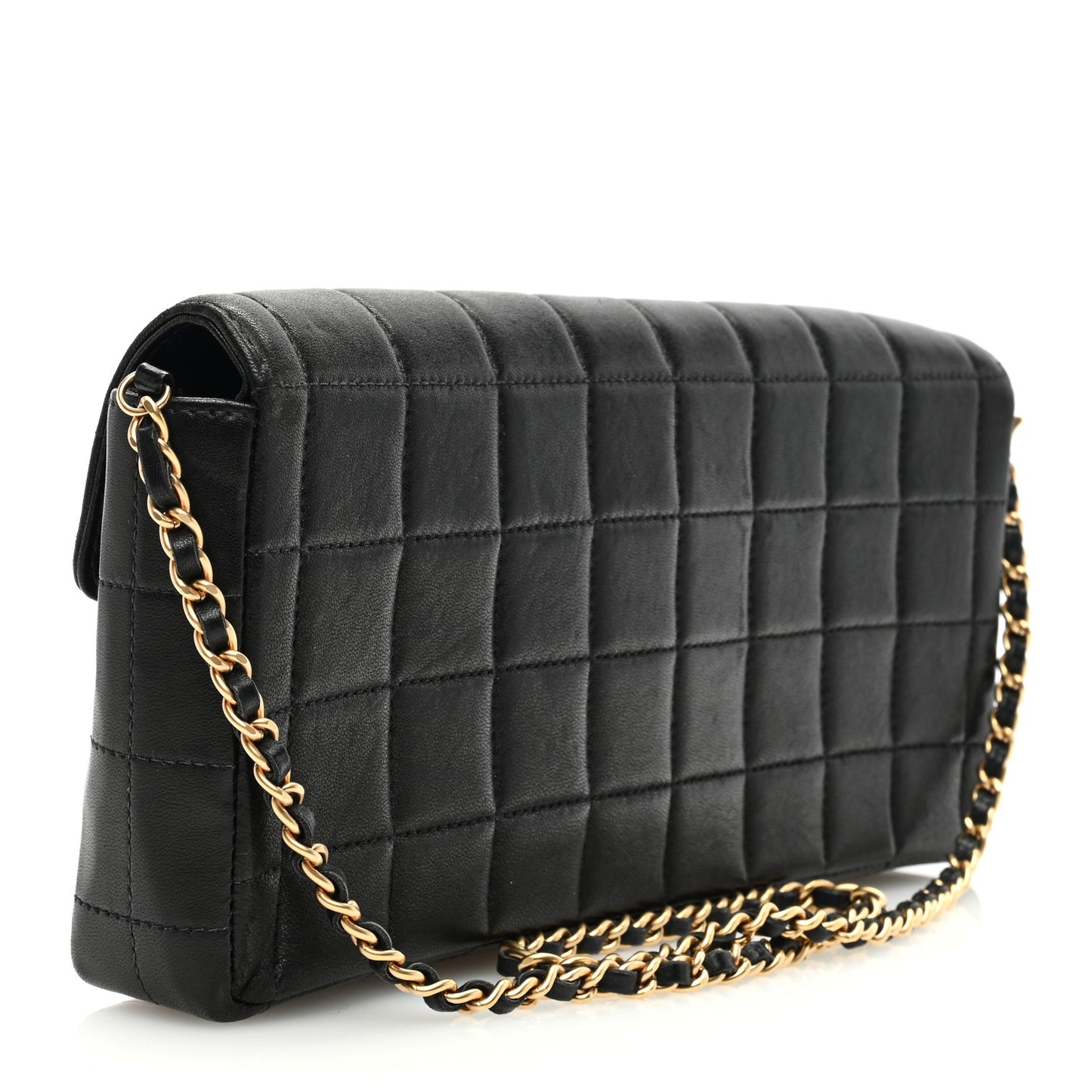 Lambskin East West Chocolate Bar Flap Brown