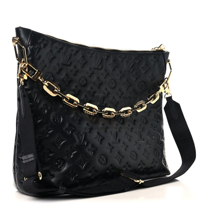 Louis Vuitton Lambskin Embossed Monogram Coussin Hobo MM Black 4 of 12