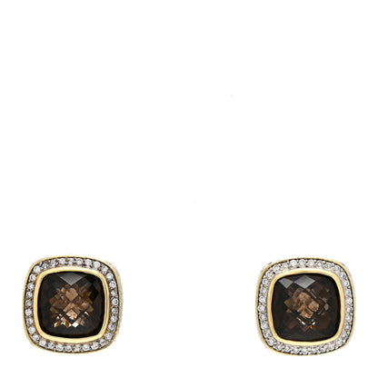 David Yurman Sterling Silver 18K Yellow Gold Diamond Smoky Quartz 11mm Albion Earrings 1 of 4