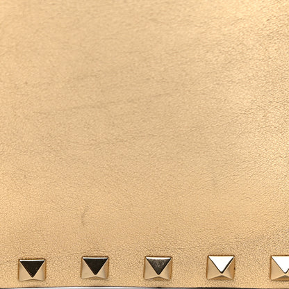 Valentino Garavani Metallic Calfskin Medium Rockstud Envelope Flat Wristlet Pouch Gold 9 of 11