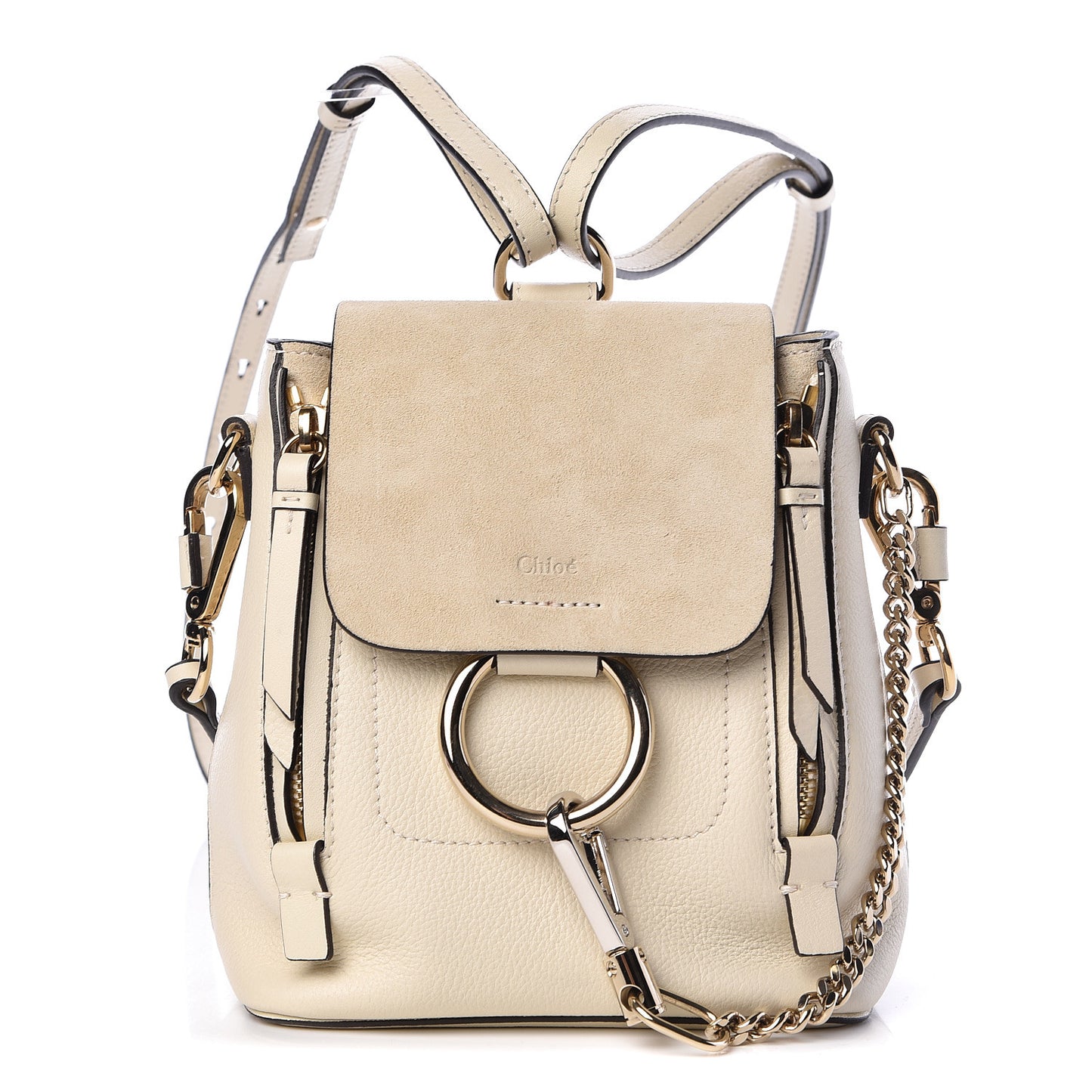 Suede Calfskin Mini Faye Backpack Off White