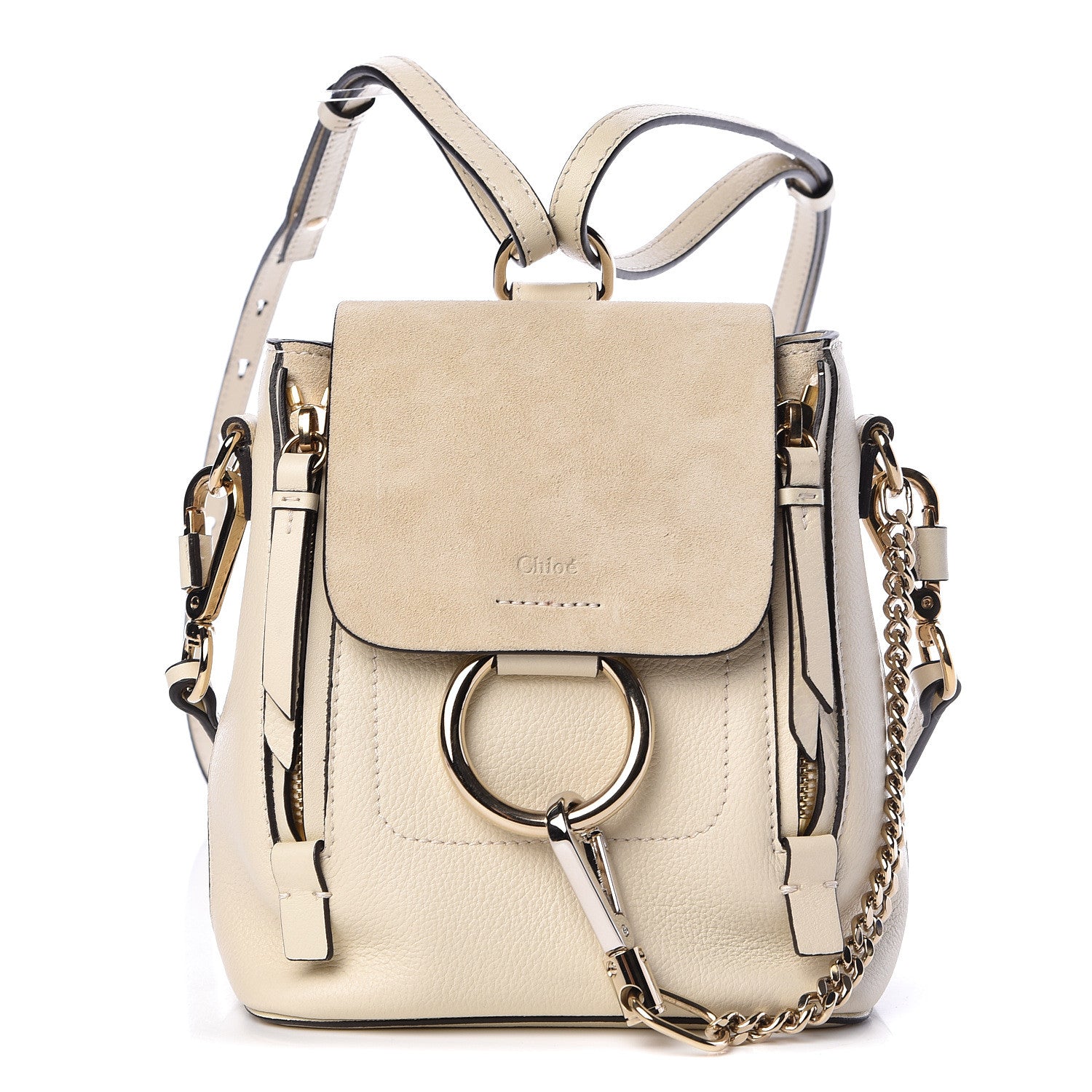 Chloe Suede Calfskin Mini Faye Backpack Off White 1 of 9