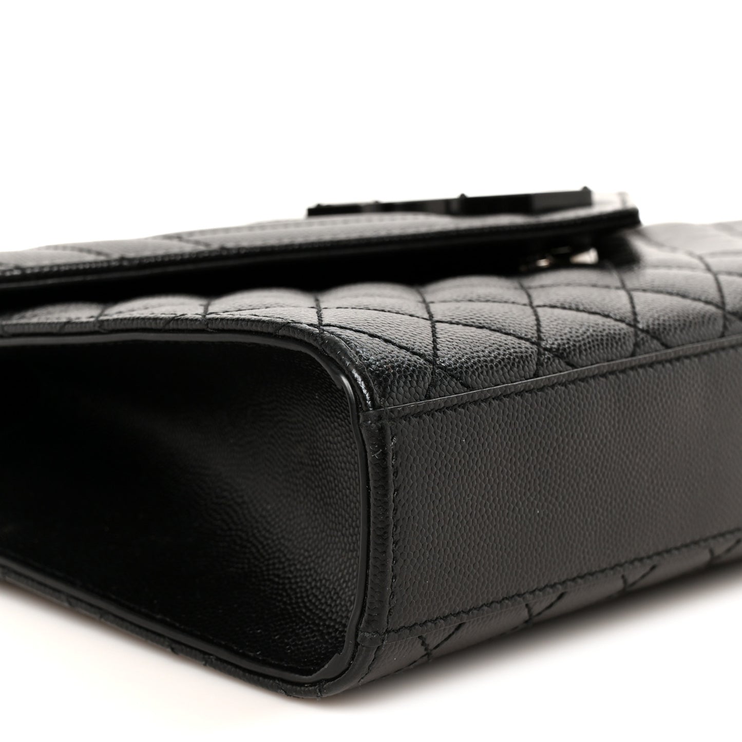 Grain De Poudre Textured Mixed Matelasse Triquilt Medium Monogram Monochrome Satchel Black