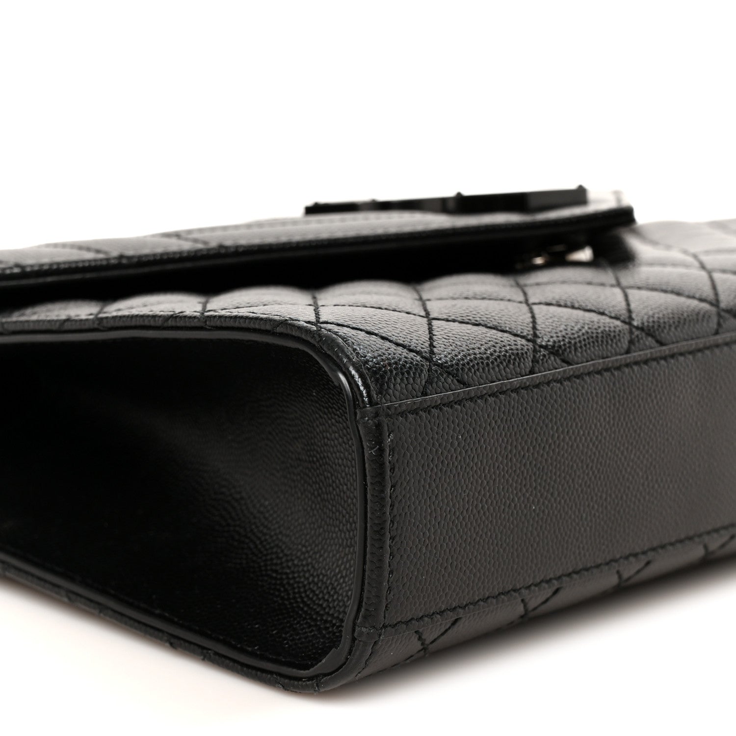 Saint Laurent Grain De Poudre Textured Mixed Matelasse Triquilt Medium Monogram Monochrome Satchel Black 10 of 12