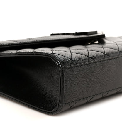 Saint Laurent Grain De Poudre Textured Mixed Matelasse Triquilt Medium Monogram Monochrome Satchel Black 10 of 12
