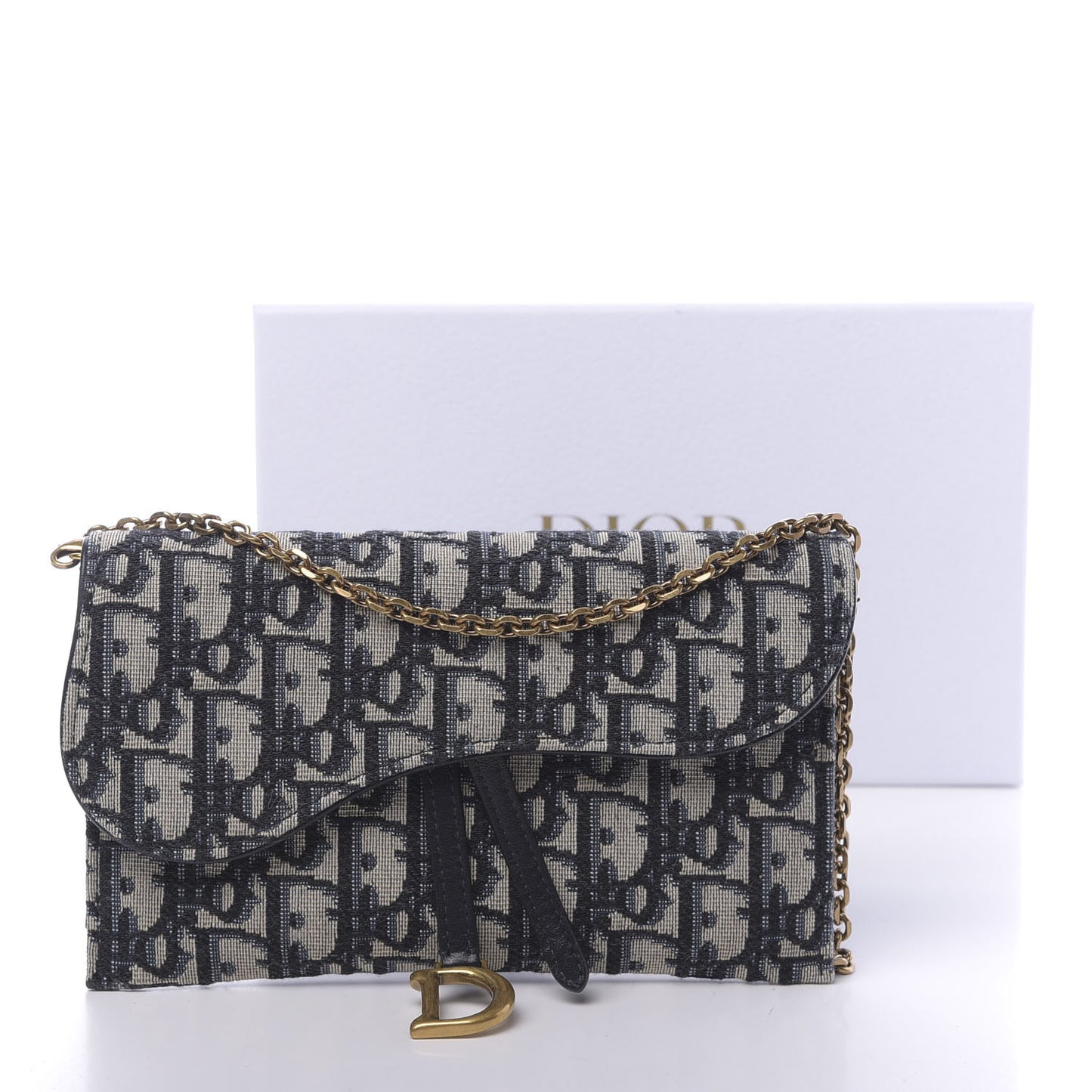 Oblique Saddle Chain Long Wallet Blue