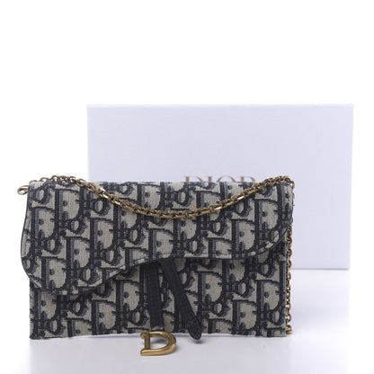 Christian Dior Oblique Saddle Chain Long Wallet Blue 12 of 12