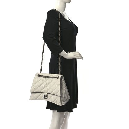 Balenciaga Crushed Calfskin Quilted Medium Crush Chain Bag Optic White 2 of 8