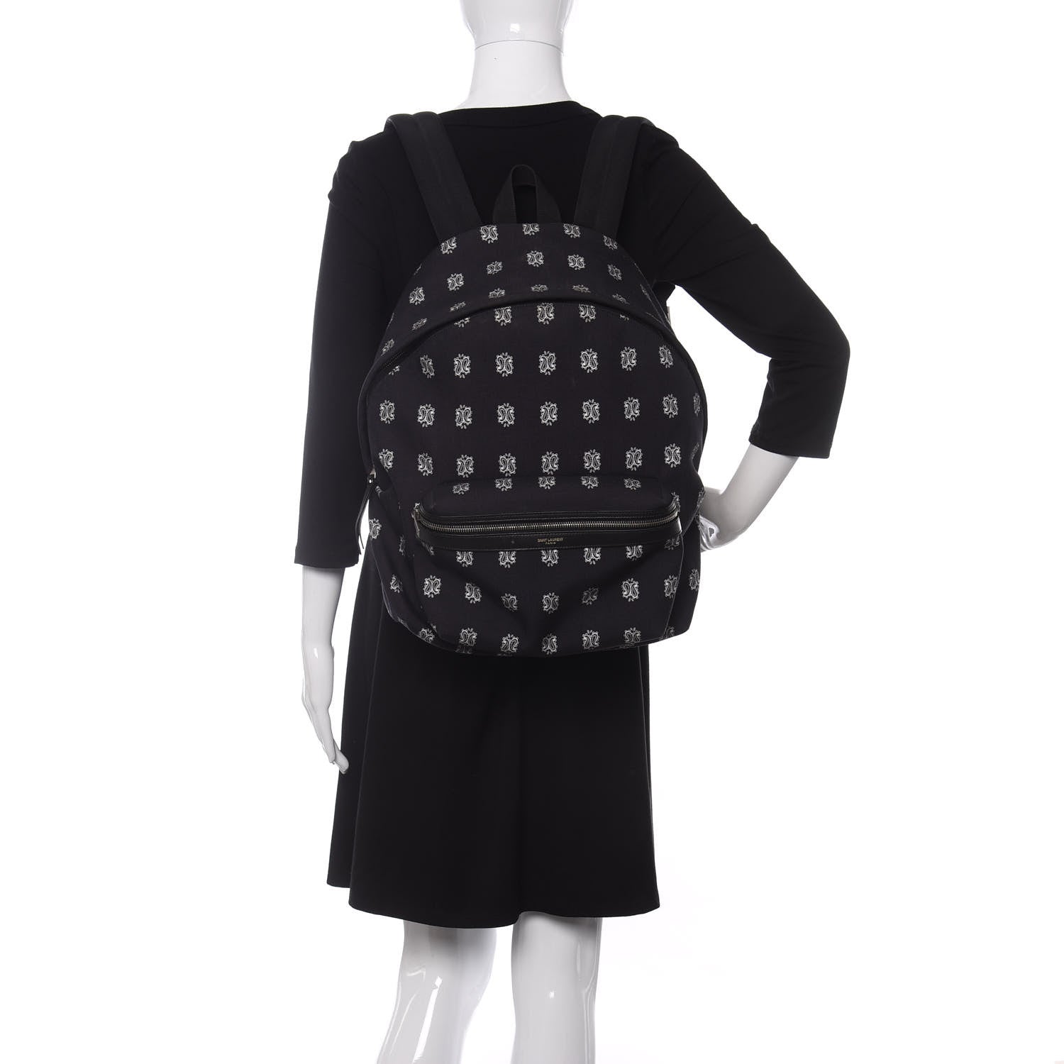 Saint Laurent Canvas Bandana Print City Backpack Black 2 of 12