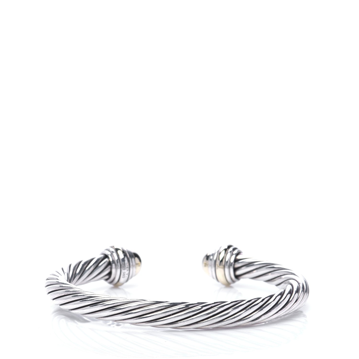 David Yurman Sterling Silver 14K Yellow Gold 7mm Cable Classics Bracelet 3 of 4
