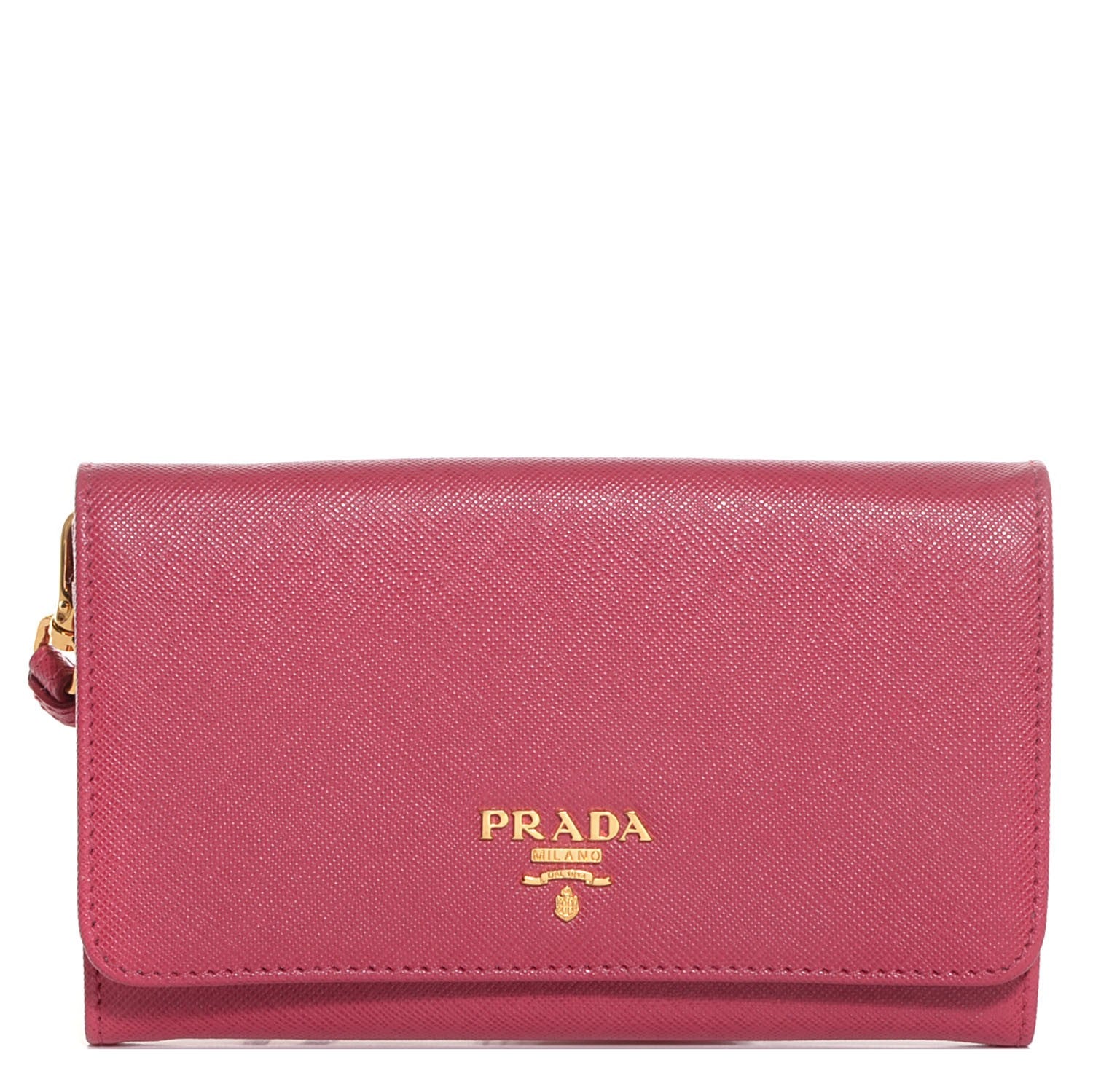 Prada Saffiano Metal Wristlet Wallet Peonia 1 of 9