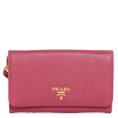 Prada Saffiano Metal Wristlet Wallet Peonia 1 of 9