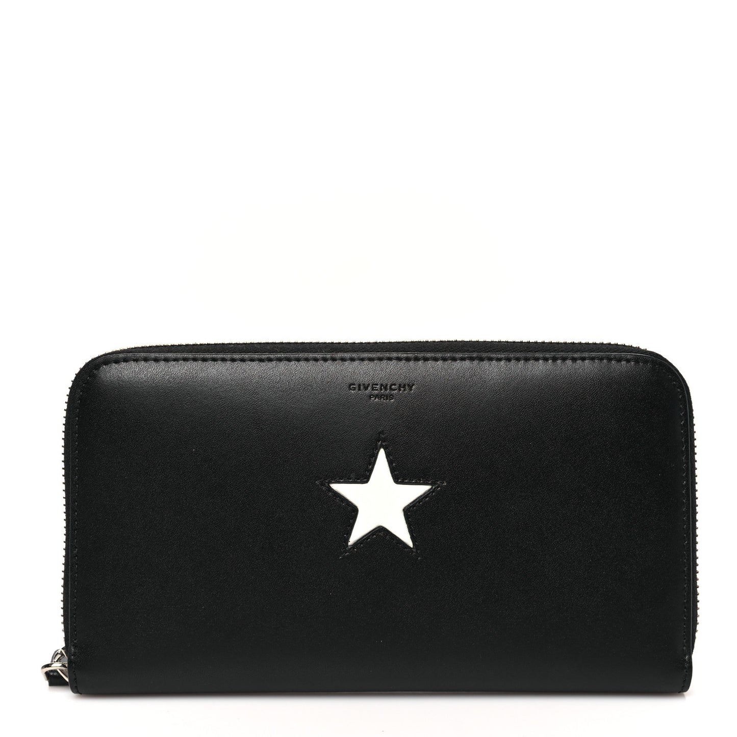 Calfskin Star Pandora Zip Around Wallet Black