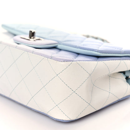 Chanel Perforated Lambskin Quilted Mini Rectangular Flap Light Blue Light Purple White 9 of 9