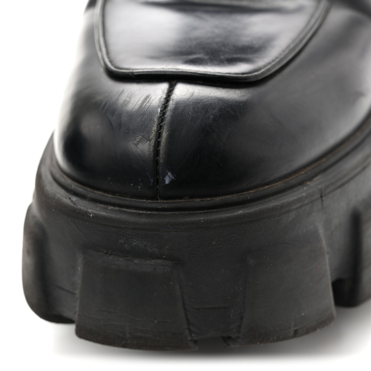 Prada Spazzolato Rois Monolith 55mm Derby Loafers 38 Black 10 of 12