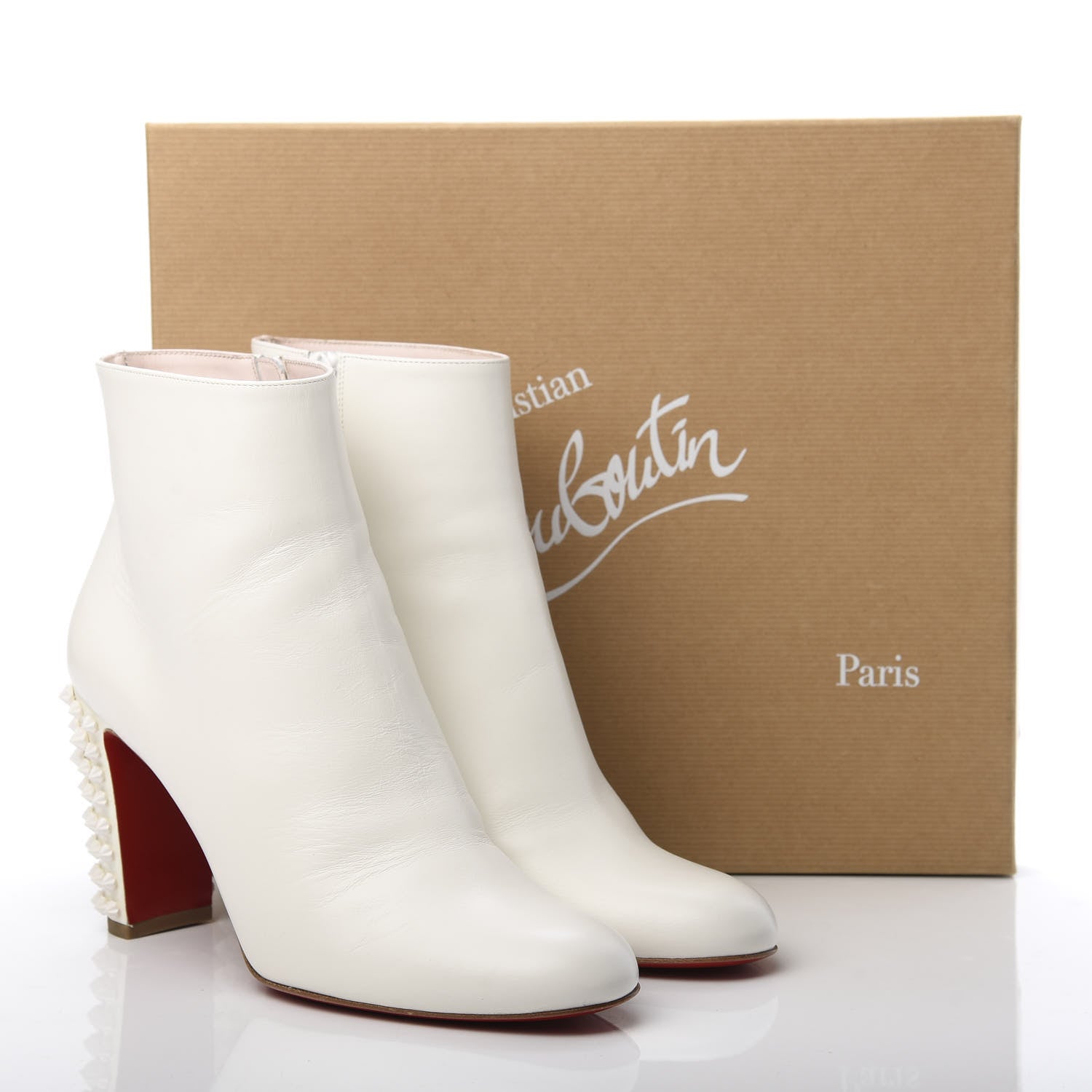 Christian Louboutin Smooth Calfskin Suzi Folk 85 Ankle Boots 40.5 White 11 of 11