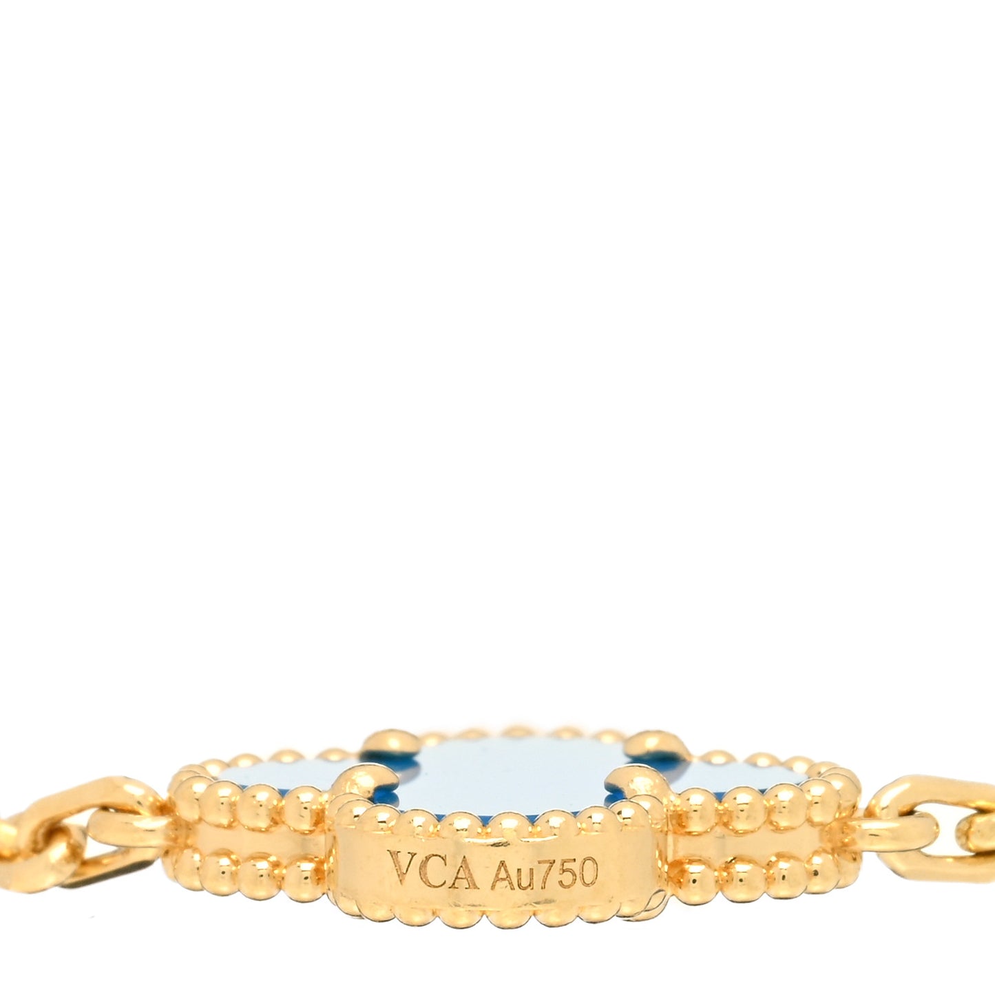 18K Yellow Gold Blue Agate 5 Motifs Vintage Alhambra Bracelet