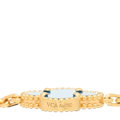 Van Cleef & Arpels 18K Yellow Gold Blue Agate 5 Motifs Vintage Alhambra Bracelet 3 of 5