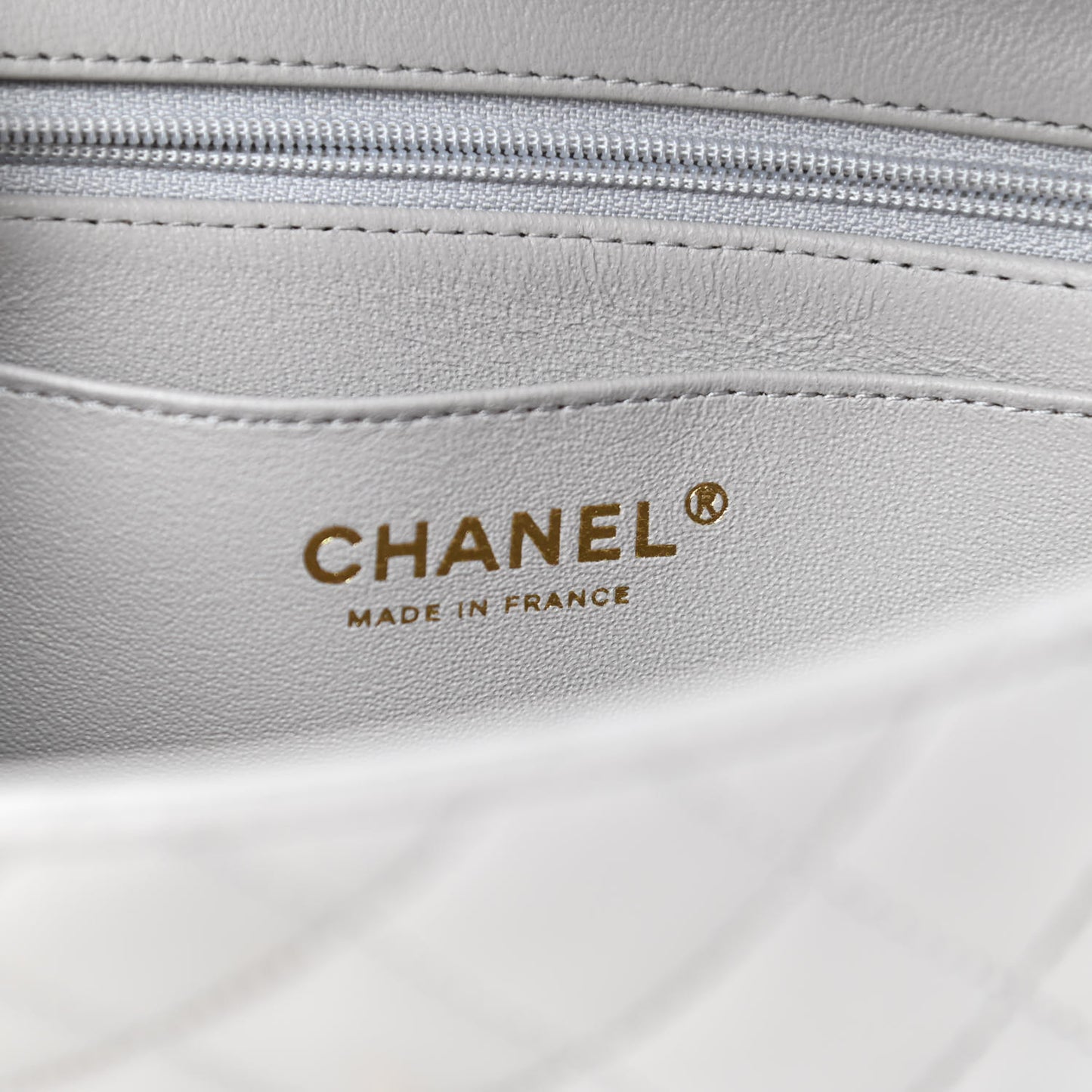 Lambskin Quilted Mini Top Handle Rectangular Flap Grey