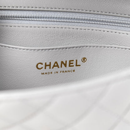 Chanel Lambskin Quilted Mini Top Handle Rectangular Flap Grey 6 of 12