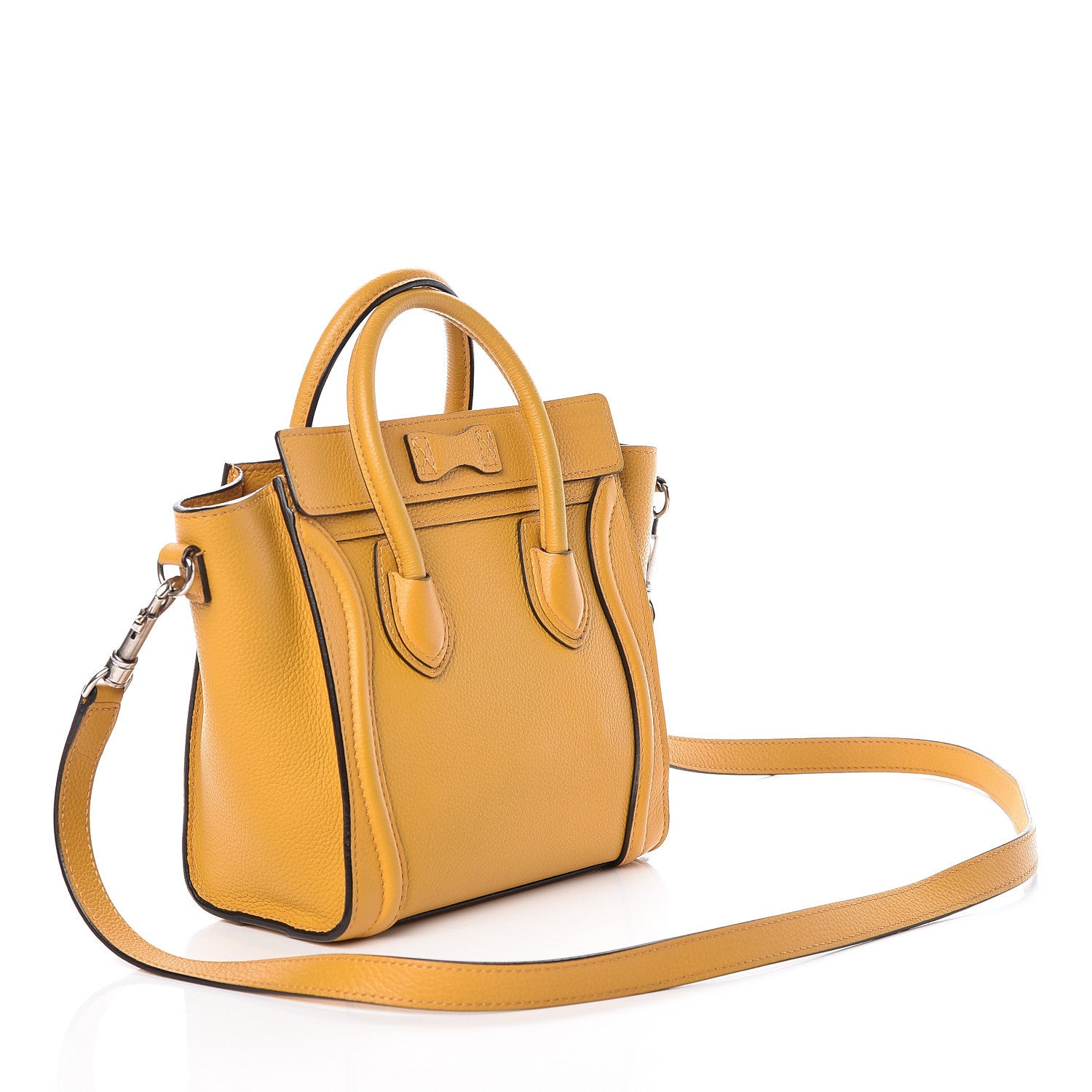 Celine Drummed Calfskin Nano Luggage Ocre 3 of 8