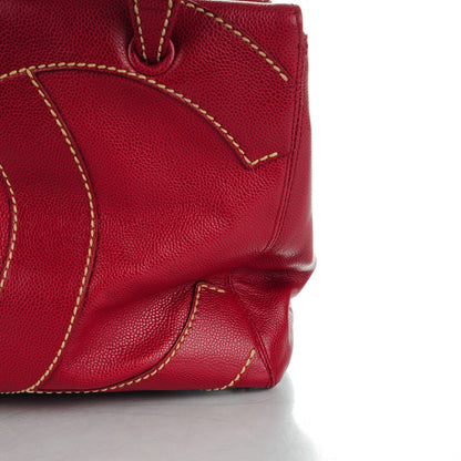 Chanel Caviar CC Stitched Tote Red 10 of 10