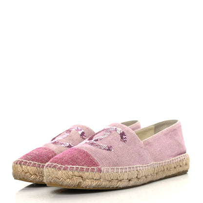 Chanel Toile Sequin CC Espadrilles 39 Pink Dark Pink 4 of 7
