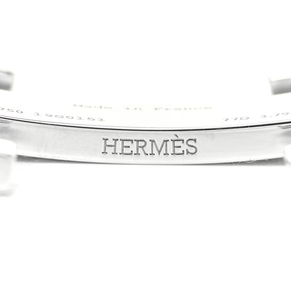 Hermes 18K White Gold Diamond Matte Porosus Crocodile 32mm Belt 95 Black 7 of 8