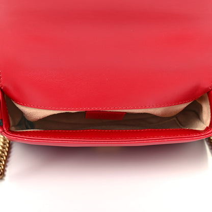 Gucci Calfskin Matelasse Mini GG Marmont Top Handle Shoulder Bag Hibiscus Red 4 of 4