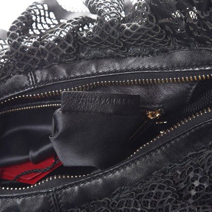 Valentino Garavani Lambskin Mesh Ruffle Hobo Black 7 of 7