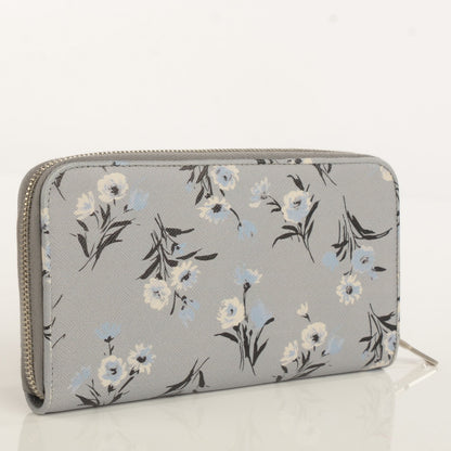 Prada Saffiano Floral Print Metal Zip Around Wallet Acciaio 4 of 10