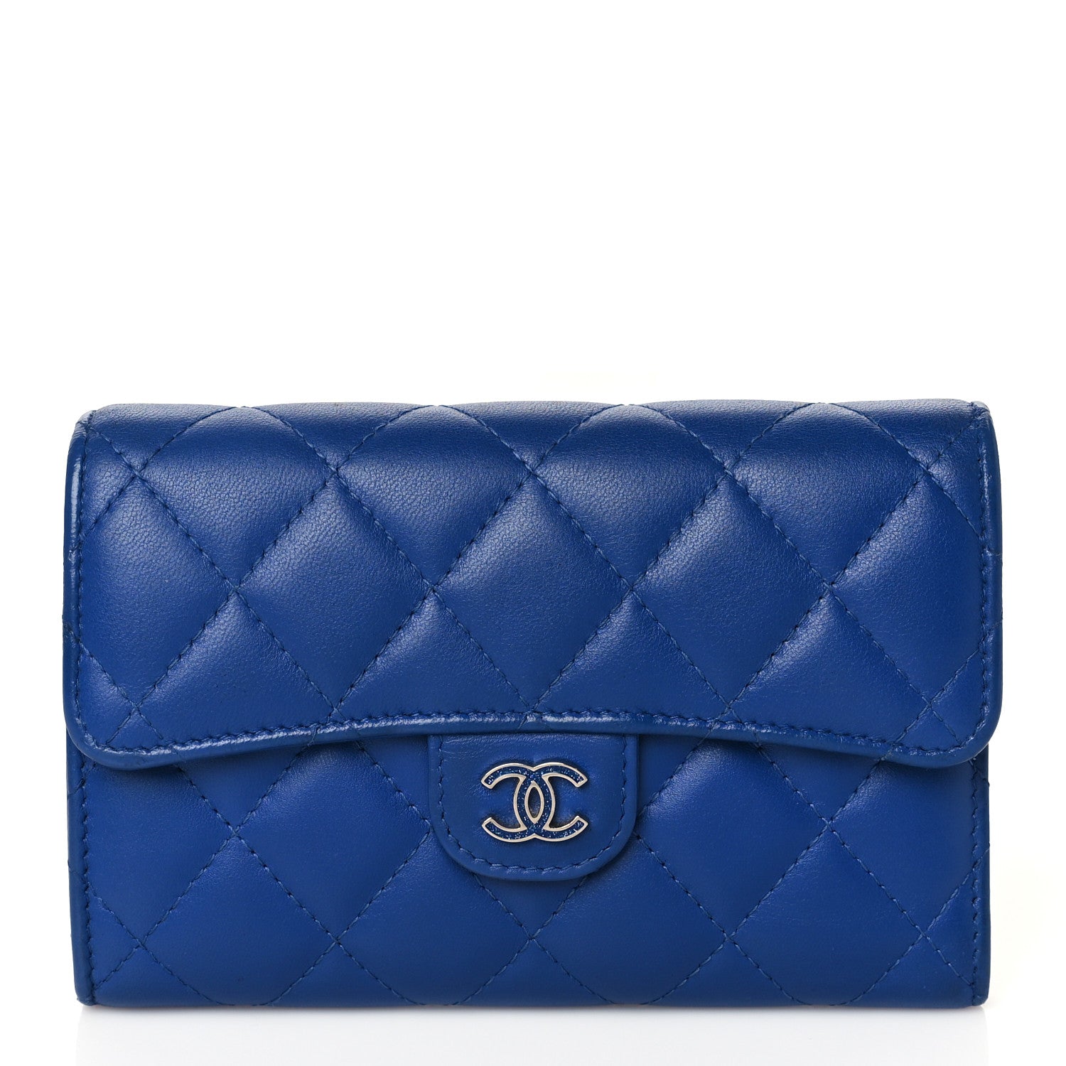 Chanel Lambskin Quilted Medium Flap Wallet Royal Blue 1 of 16